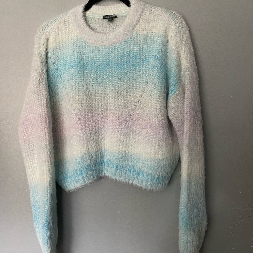 Wild Fable Crew neck spacedye rainbow pullover cropped sweater NWT